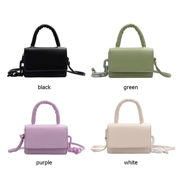 

Fashion Candy Color Women Shoulder Handbag PU Leather Elegant Ladies Chain Mini Crossbody Messenger Totes Purse