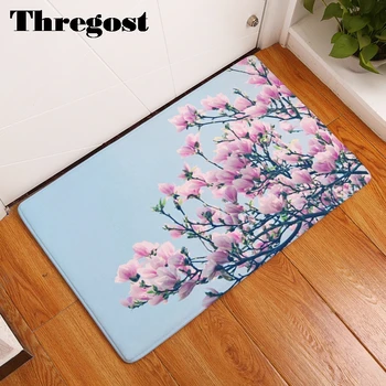 

Thregost 3D Floral Print Room Mat Living Room Bedroom Home Decor Mats Anti-Slip Kitchen Rug Indoor Doormat Memory Foam Floor Rug