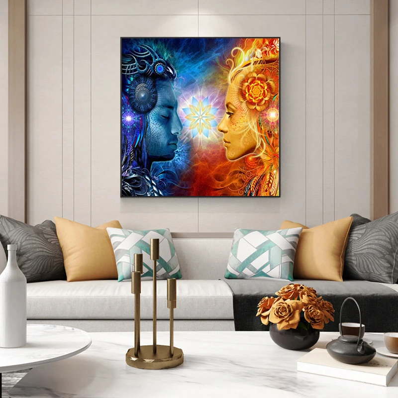 Tantra Shiva And Shakti Wall Posters Modern Hindu Gods Pop Art Canvas Prints Painting Cuadros Picture For Living Room Decor | Дом и сад