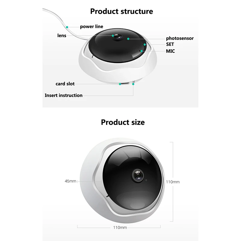 5Mp Xm 360 degree панорамная камера Ip Беспроводная сеть Wifi рыбий глаз безопасности ip-камера Встроенный микрофон Wifi камера(США штекер