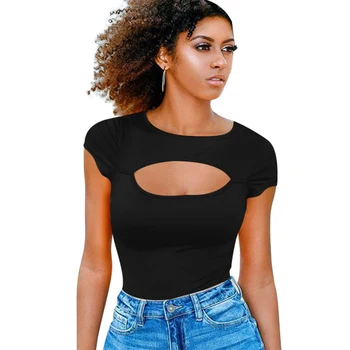 

Sexy Soft Short Sleeve Bodysuits Women Slim Hollow Out Solid Bottoming Bodysuit Romper Black Body Top Jumpsuit Women Clothing