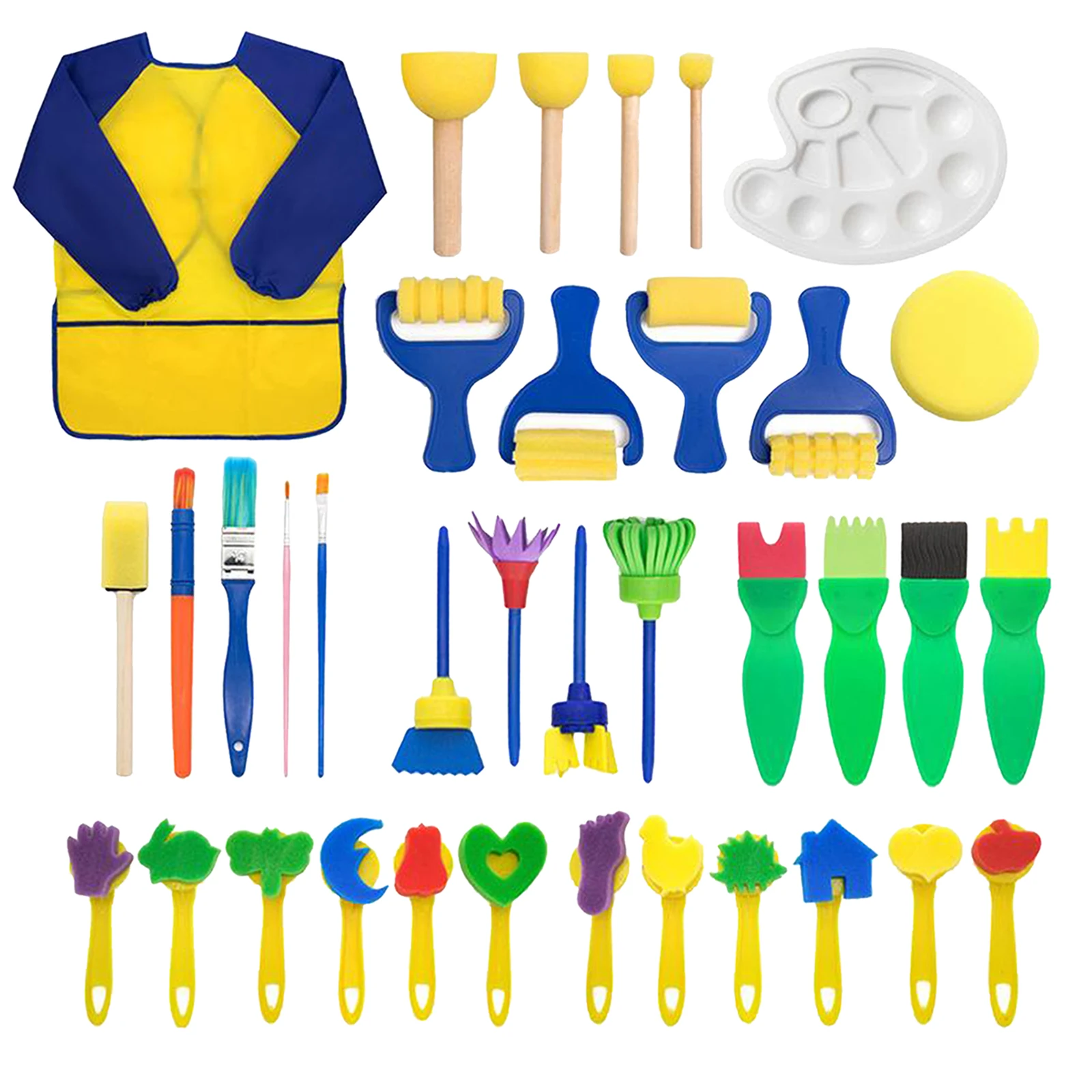 Paint Set for Kids, 36pcs Early Learning Kids Painting Set Sponge Brushes