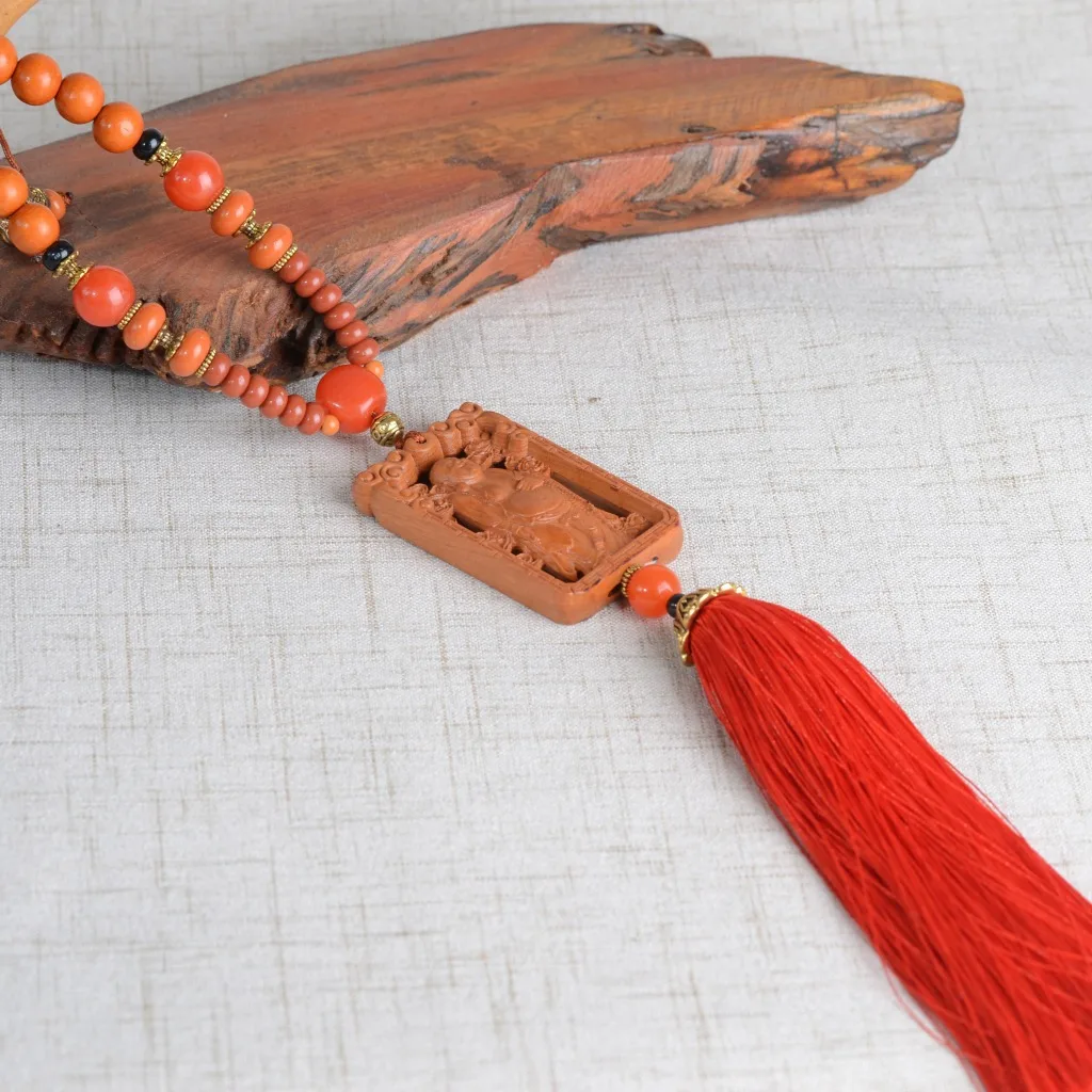 GS215 Car Supplies South China Sea Guanyin Pendant Car Mounted Decorations Double-Sided Wood Sculpture Travel Buddhism Craft Sup