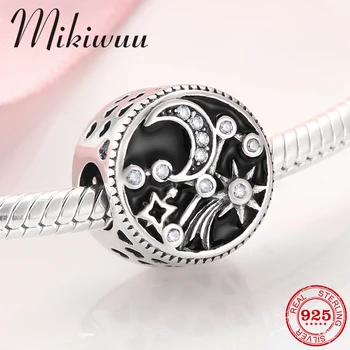 

925 Sterling Silver Vast universe Celestial body Black Enamel Beads Fit Original Pandora Charm Bracelets jewelry making
