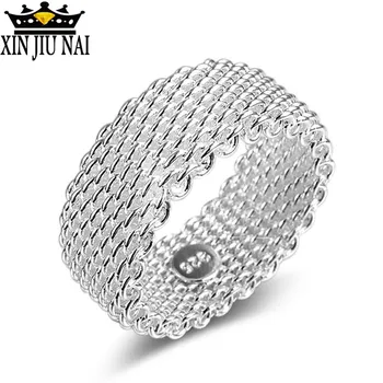 

925anillos Silver Ring Simple Fashion Ring Net Unique Design Network Woman Ring Character Charm Vintage Rings Party Jewelry