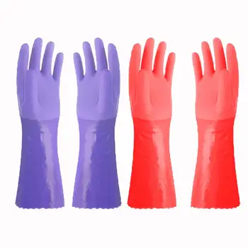 

Reusable Car Washing Gloves Cleaning Gloves Cotton Flock Liner Waterproof Non-slip Rubber Cleaning Household Dishwashing Gloves