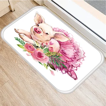 

Pink Pig Non-slip Carpet Living Room Doormat Waterproof Bathroom Carpet Kitchen Cleaning Rug Can Custom Photo DIY LOGO E0840