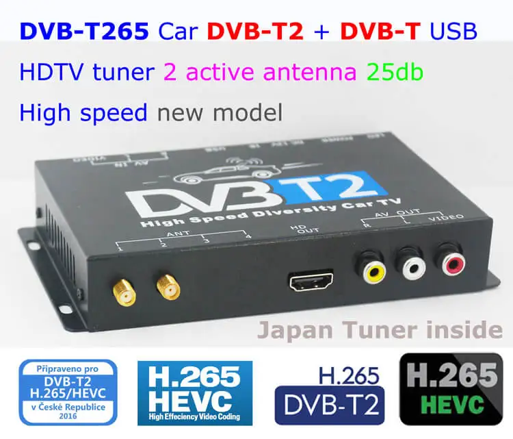 Автомобильный HD ТВ ресивер цифровой H.265 HEVC MULTI PLP автомобильная приставка D с двумя