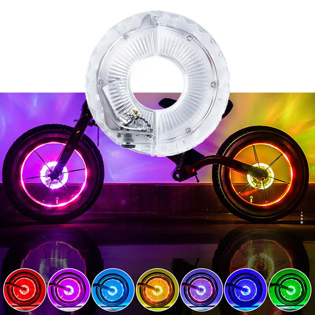 7 Colors Rechargeable Bike Hub Light 12 LED RGB Cycling Spoke Lights
