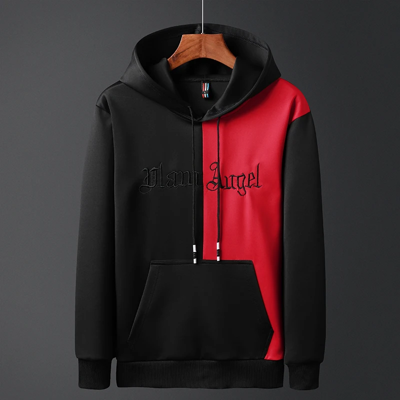 Ceny Moda męska zestaw odzież bluzy z kapturem + spodnie zestawy bluza poliester na co dzień Patchwork dres mężczyźni gorąca sprzedaż marka 2 sztuk