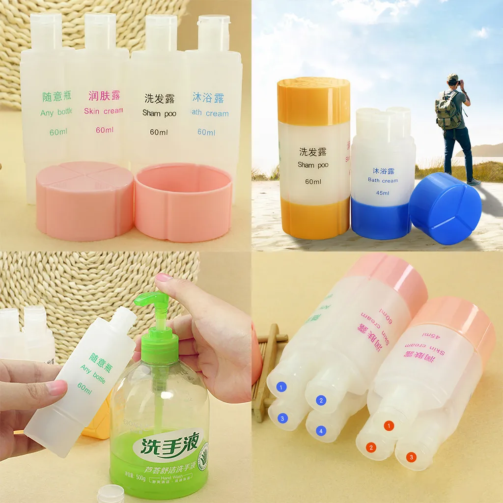 

3-In-1& 4-in-1 Travel Plastic Empty Shampoo Professional Portable Transparent Travel Cosmetic Bottle Points Bottling PlasticY812