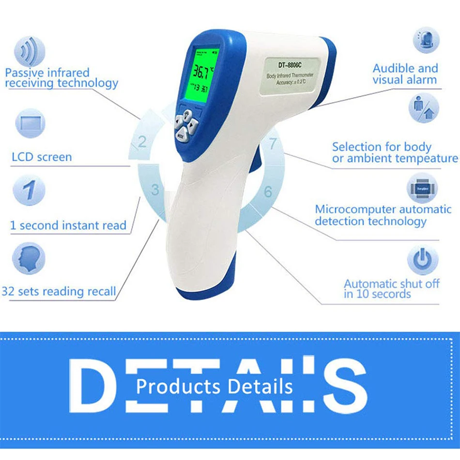 Digital infrared non-contact thermometer LED full-screen 1s rapid foreheadbody temperature measurement for infants and adults (5)