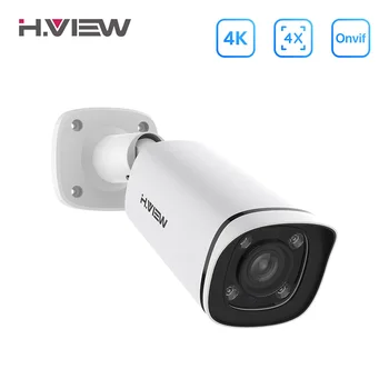

H.View 4K 8MP Poe Ip Camera H.265 4X Optical ZOOM Bullet Outdoor Waterproof cctv Security Surveillance Camera For Poe Nvr Onvif