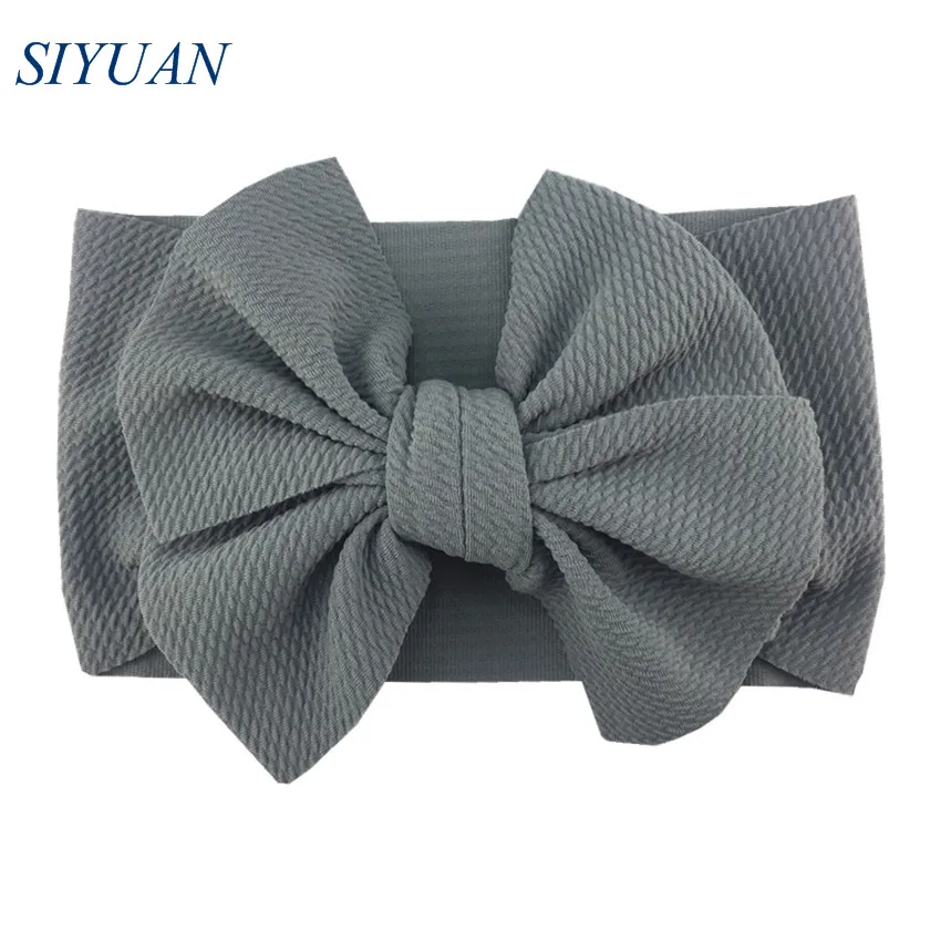 15pcs/lot DIY Boutique Kids Adjustable Waffle Headband with 6 inch Hair Bow Hotsale Princess Party Headwear 20 Colors HB104 - Цвет: 3-gray