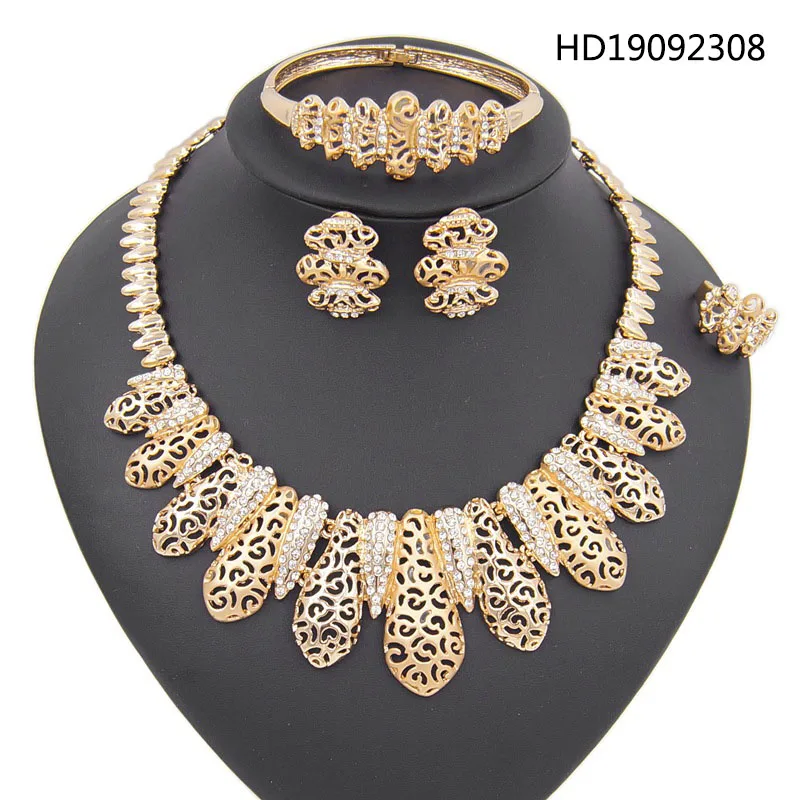 

Yulaili New High Quality Dubai African Jewelry Sets Rhinestone Crystal Necklaces Earrings Bracelet Ring for Women Free Shipping