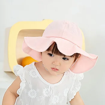 

Korean Kids Summer Foldable Bucket Hat Solid Color Hip Hop Wide Brim Beach UV Protection Round Top Sunscreen Fisherman Cap