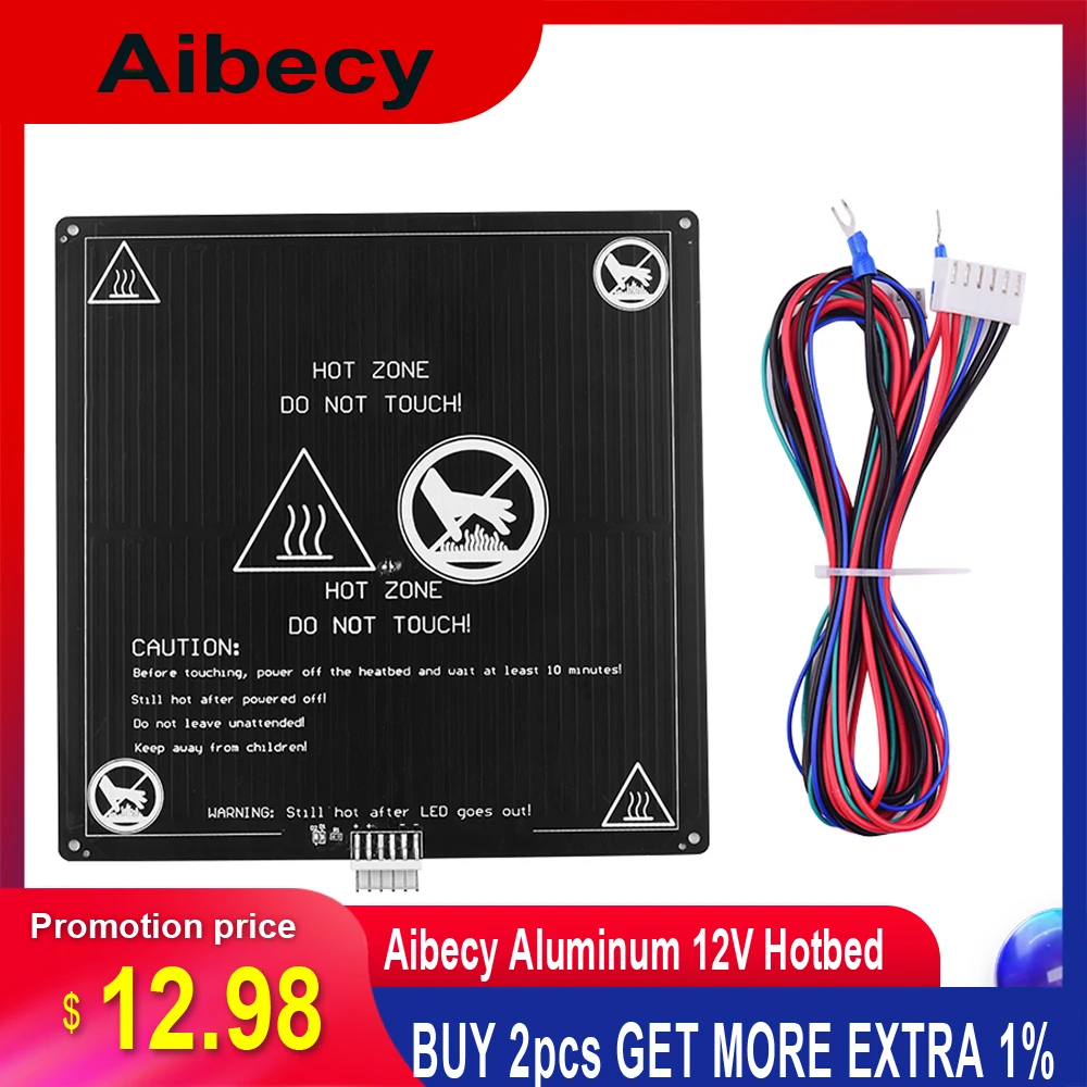 Pаспродажа Aibecy алюминиевая 12V Горячая кровать 220*220*3 мм с подогревом кровать с проводным кабелем heatкровать платформа комплект для Anet A8 A6 3d принтер запча...