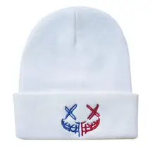 

Beanies Wool Label Funny Smiling Face Embroidered Knitted Hat Male and Female Student Pullover Cold Headgear