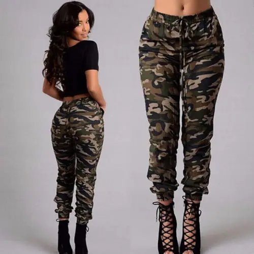Jeggings de ejército de camuflaje estilo ceñido para mujer, pantalones vaqueros elásticos de talla grande, ropa de calle 2XL