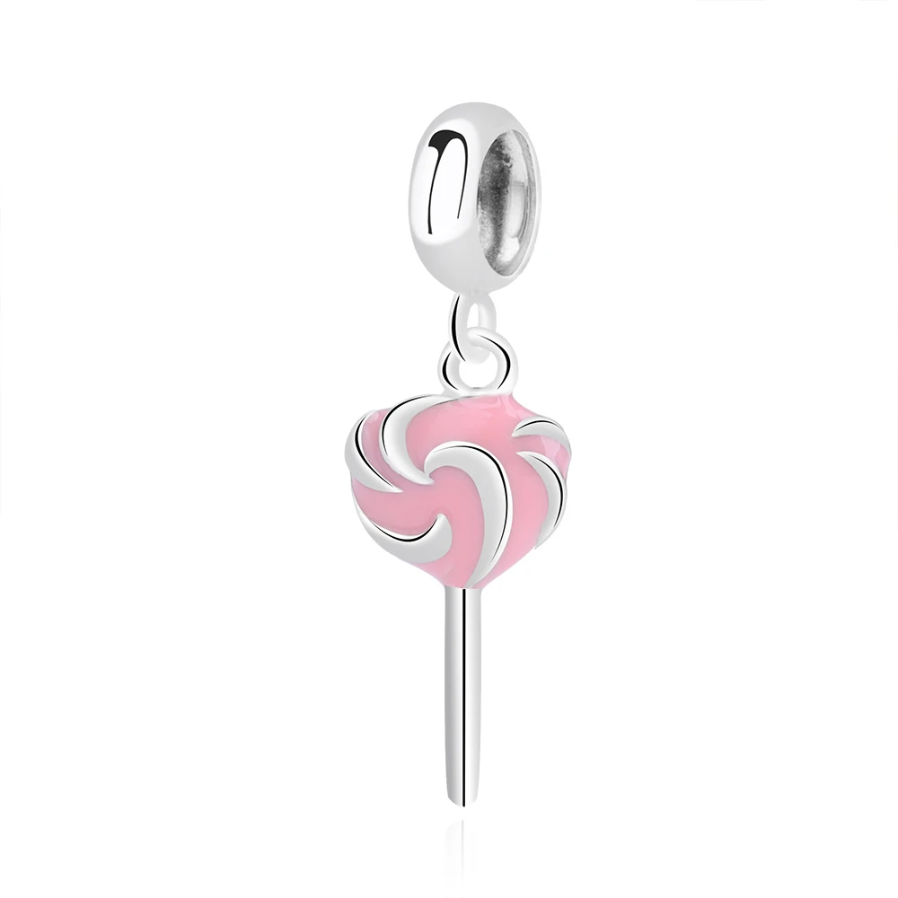 Бусины из стерлингового серебра 925 очаровательные милые животные Дельфин Подвески Кролик Бусины Подходят Pandora браслет для женщин Изготовление ювелирных изделий - Цвет: pink  key