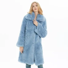 ZADORIN/разноцветное зимнее теплое длинное пальто из искусственного меха с отворотом, свободная пушистая искусственная Меховая куртка, корейский Винтажный Розовый, Черный плюшевый пальто