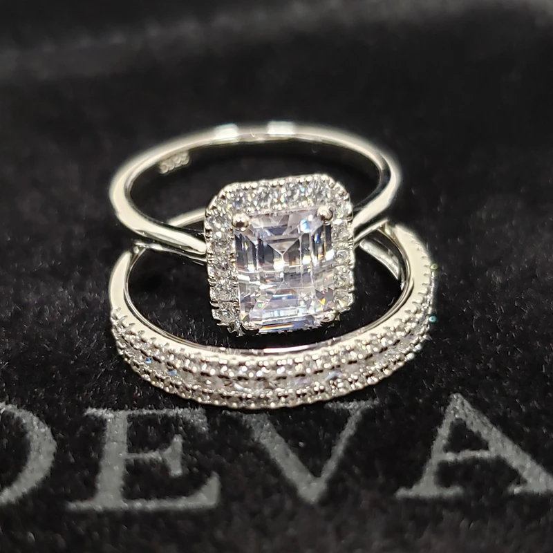 OEVAS 100% 925 Sterling Silver Bridal Rings Set Sparkling Full High Carbon Diamond Wedding Engagement Party Fine Jewelry Gifts