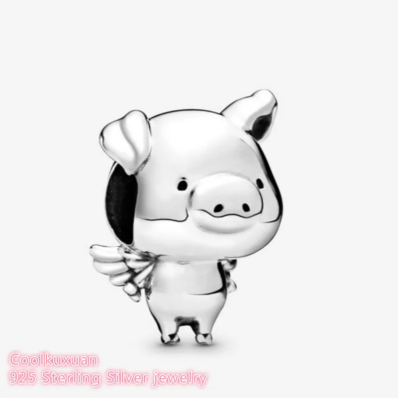 

2019 Autumn 100% 925 Sterling Silver the Flying Pig Charm beads Fits Original Pandora bracelets Jewelry Making