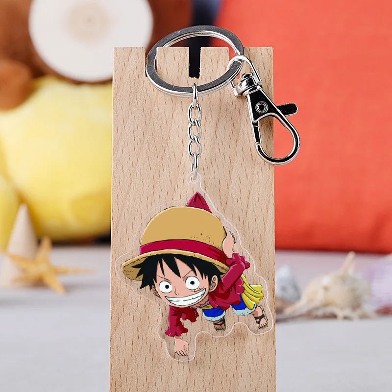 

Anime One Piece Keychains Japanese Cartoon Acrylic Luffy Skull Skeleton Car Key Holder Chain Keyrings Jewelry Best Friend Gift