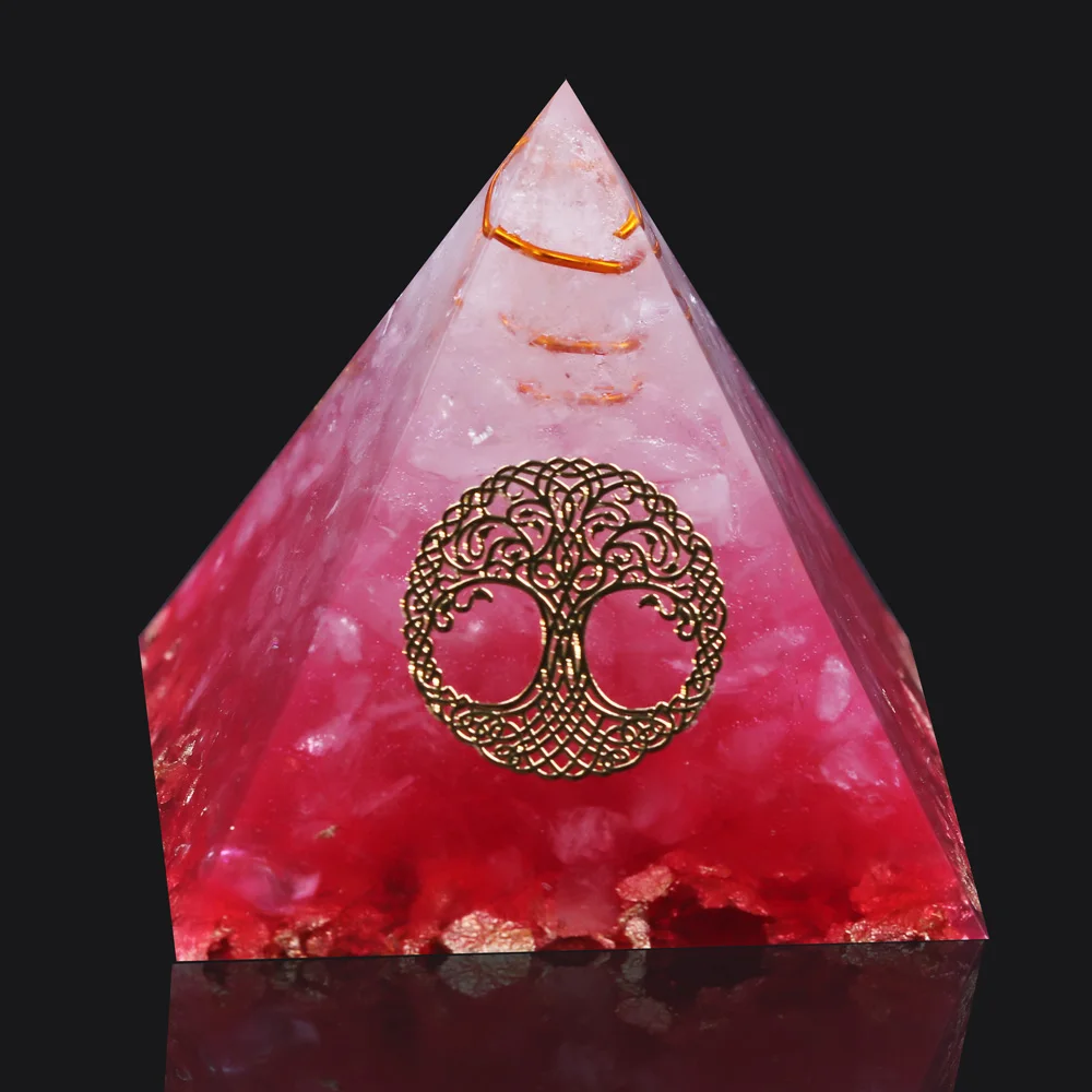 Orgonite розовое дерево жизни целительная Пирамида кристалл камень плазма Orgone