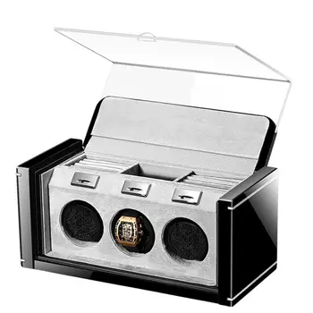 

Automatic Watch Winder Box Mechanical Watch Winding Storage Luxury Box Three Head Silent Motor Box 3 Slot For Black and White