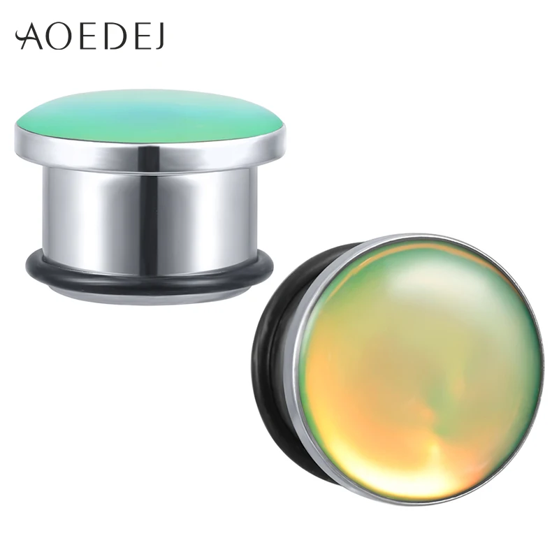 AOEDEJ 2 шт. 6-16 мм ушные датчики 316L из нержавеющей стали, Ушные Тоннели, пробки для пирсинга, ювелирные изделия, ушные растяжки, расширительные пробки и туннели - Окраска металла: Green