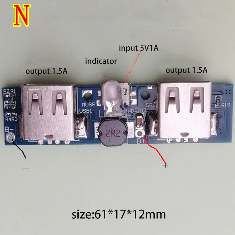 5 в 3 А Блок питания для мобильного аккумулятора плата питания PCB контроллер зарядки два usb порта ЖК-экран DIY аксессуары для замены - Цвет: N