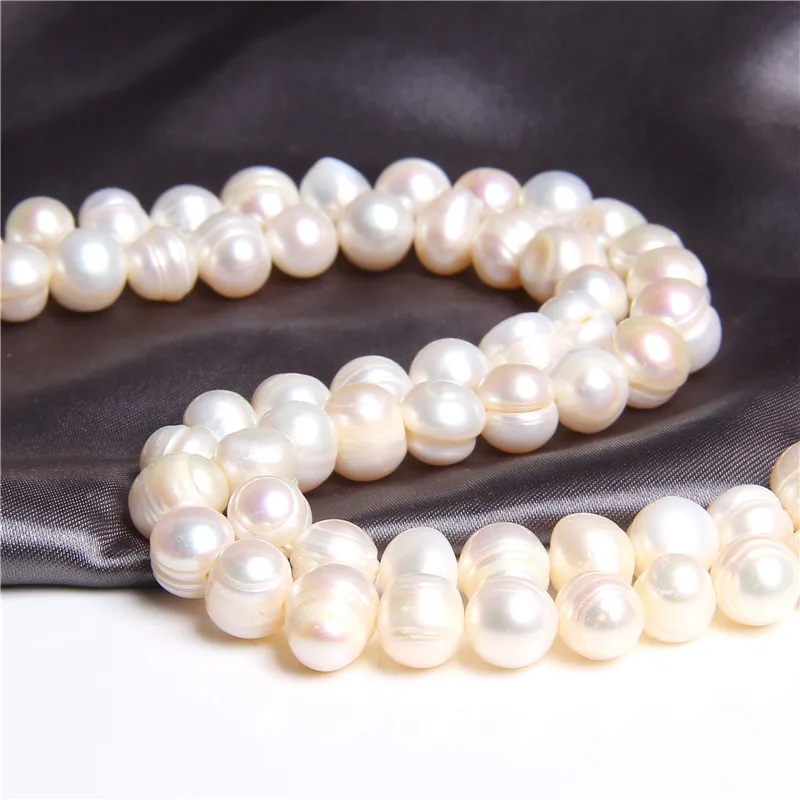 Женские 8-9 мм натуральные круглые белые пресноводные жемчужины, свободные настоящие овальные жемчужные нити для ожерелья, ювелирных изделий, браслетов, сережек