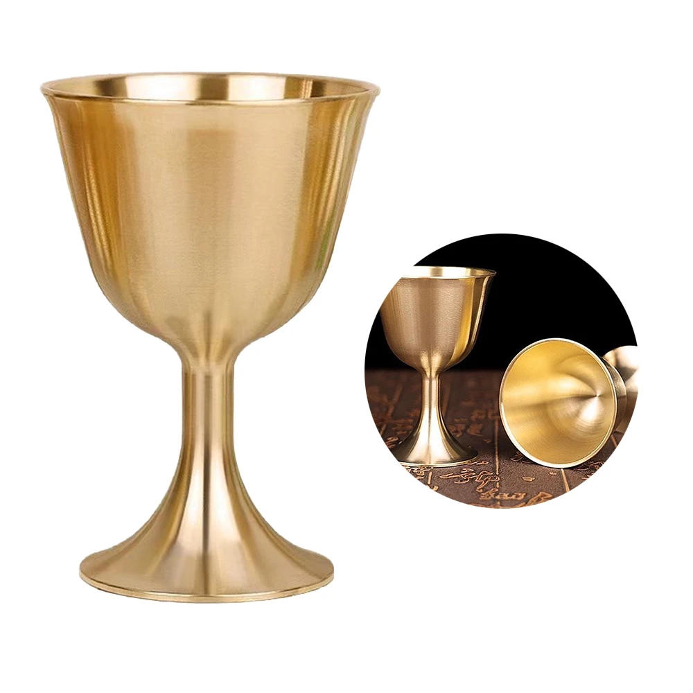 Pure Copper Chalice Cup Wine Goblet Brass Drinking Glasses Beverage