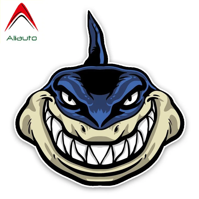 Aliauto Funny Shark Cartoon Car Sticker Auto Bumper Window Colored PVC Decal for Ford Focus Volkswagen Skoda Polo Golf 14*14CM | Автомобили