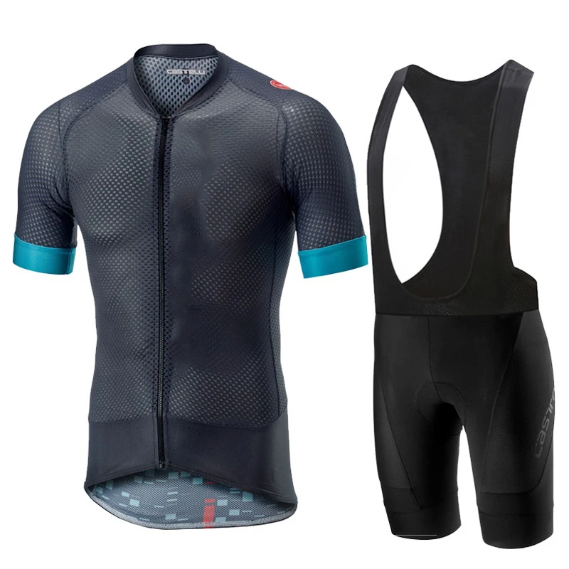 

CyclingEasy 41427 2019 2.0 BLUE Cycling Jersey Maillot Ciclismo Short Sleeve and Cycling bib Shorts Cycling Kits Strap