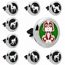 Различные собаки 30 мм Автомобильный диффузор медальон Vent клип 316L нержавеющая сталь эфирное масло ароматерапия, духи, медальон с 10 шт. колодки