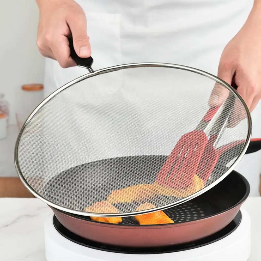Anti Grease Oil Splatter Screen Mesh Pot Lid Cover Oil Proofing Frying Pan Cover Lid Filter Cooking Tools Kitchen Accessories