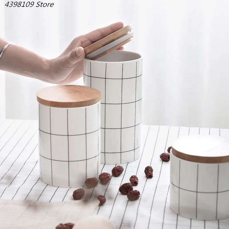 Скандинавские геометрические запечатанные банки керамические с крышкой бак для хранения коробка кофе цветок чай кухни еды, конфет украшения банки