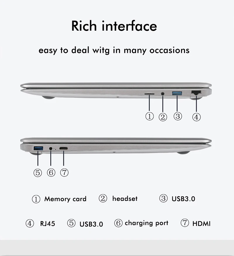 A8S 15.6 inch 8G RAM 512G 256G 128G SSD Laptop Intel j3455 Quad Core Student Computer Notebook with RJ45 Port for Office Game