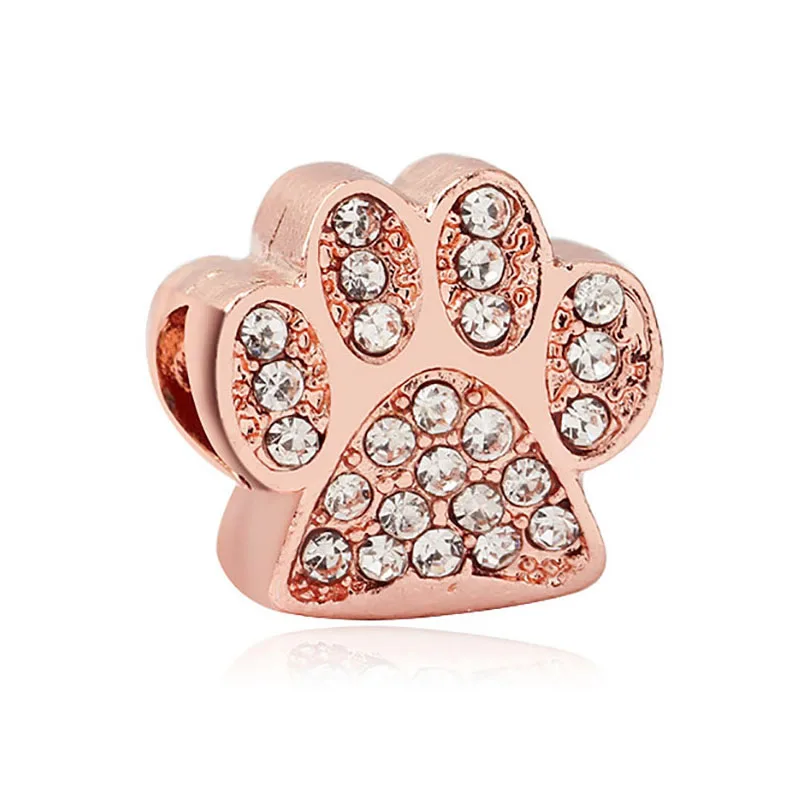 2021 Rose Gold Flower Butterfly Christmas Coffee Dog Paw Beads Fit Original Pandora Charms Bracelet DIY Women Jewelry Gifts 