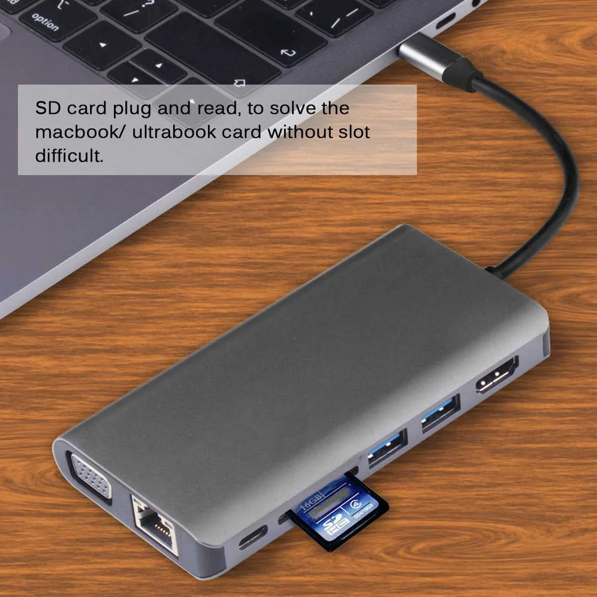 LEORY Многофункциональный кард-ридер тип-c конвертер 8 в 1 USB3.0 HDMI Поддержка PD Быстрая зарядка SD карты чтения