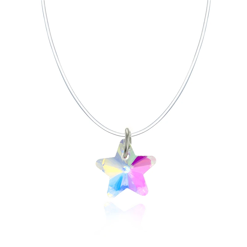 Dayoff-Simple-Women-Star-Pendant-Chocker-Invisible-Chain-Transparent-Fishing-Line-Necklace-Pentagram-Choker-Necklace-N32