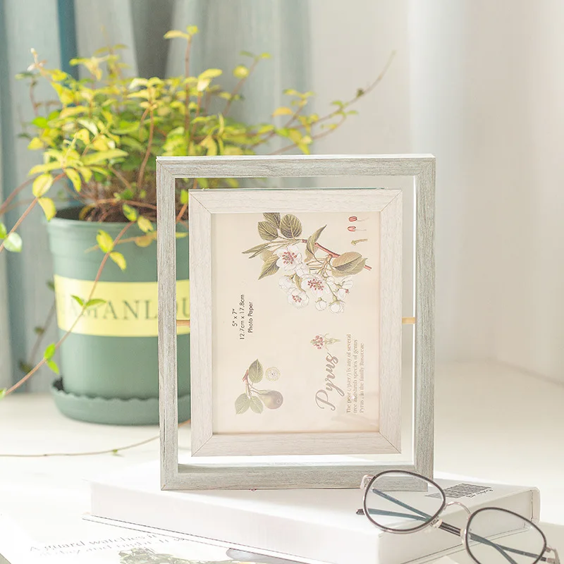 

Rotating INS Frame Tabletop Doubles Photo 6-Inch 7-Inch Double-Sided Office Desk Photo Frame Creative Northern European-Style Pa
