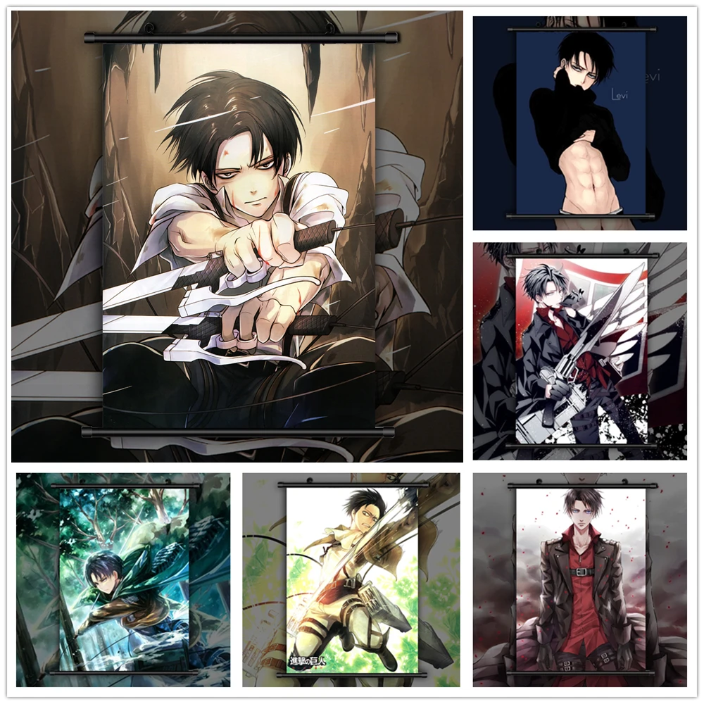 Атака на Титанов Levi Rivaille Rival Ackerman Аниме Манга настенный плакат прокрутка