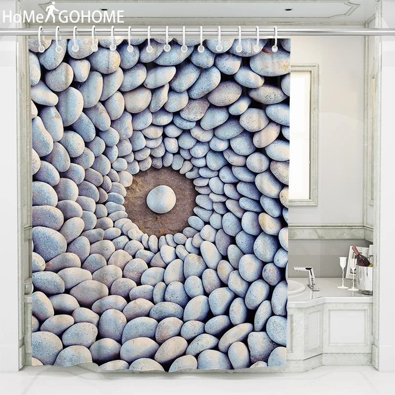 

Funny Shower Curtain Bathroom Waterproof Shower Curtain 3D Pebbles Printing Curtains for Bathroom Shower Looks Like Flower 8Size