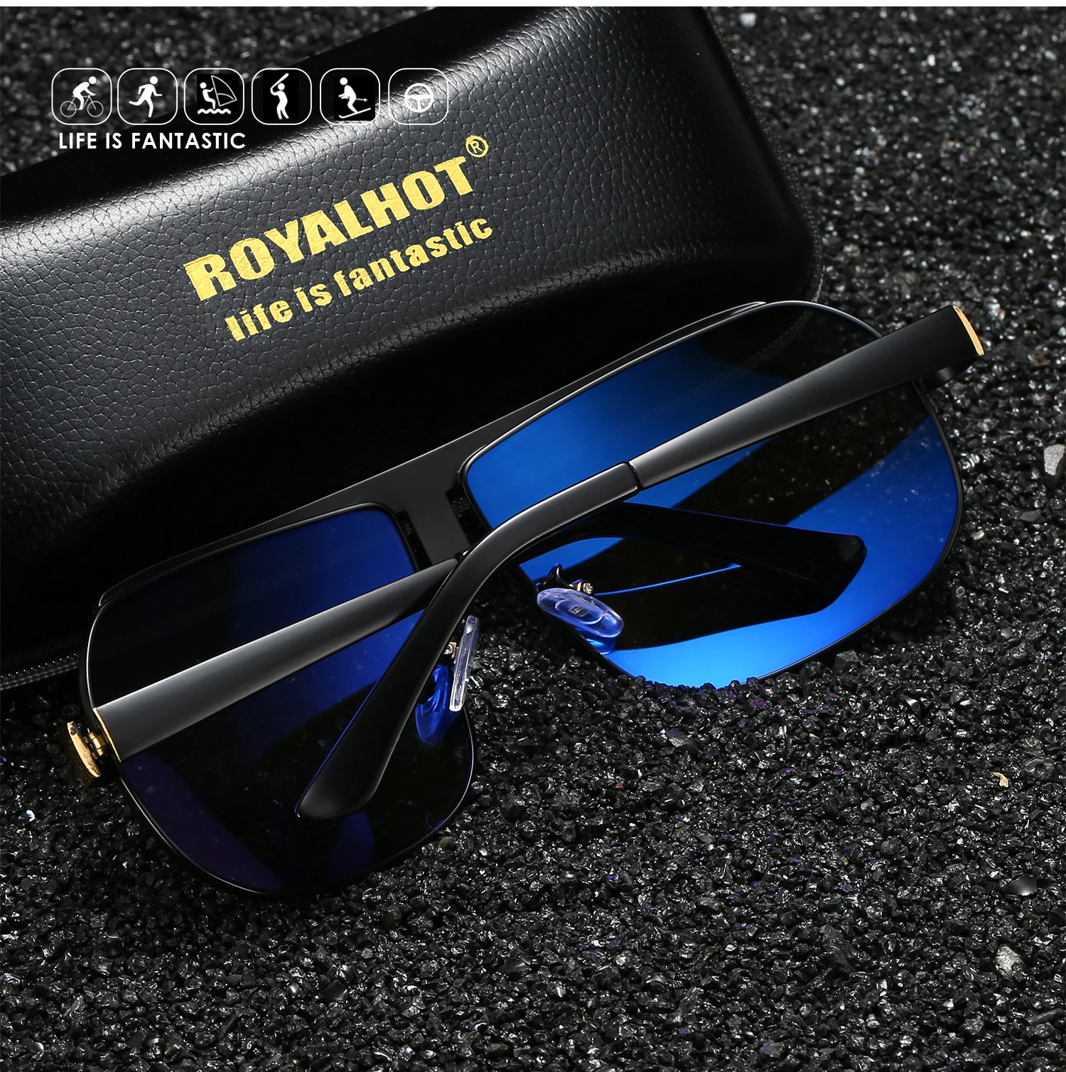 RoyalHot, мужские, женские, поляризационные, сплав, квадратная оправа, негабаритная оправа, солнцезащитные очки для вождения, солнцезащитные очки, очки, Oculos masculino, мужские, 60041