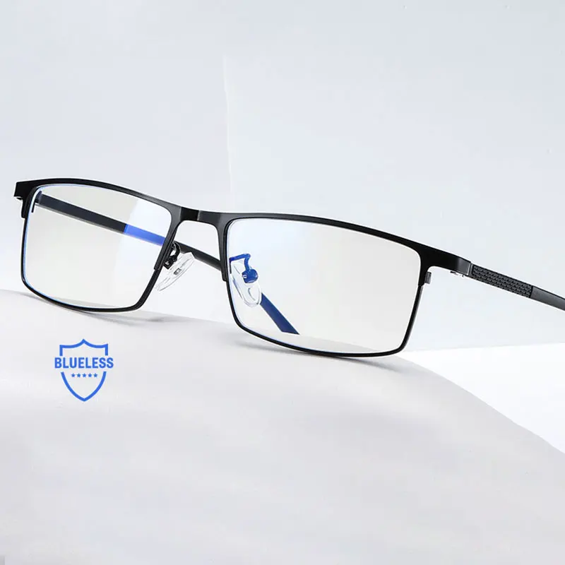 

Очки с защитой от излучения с сисветильник, очки в металлической оправе, мужские стильные прямоугольные очки с полным ободком, оптические о...