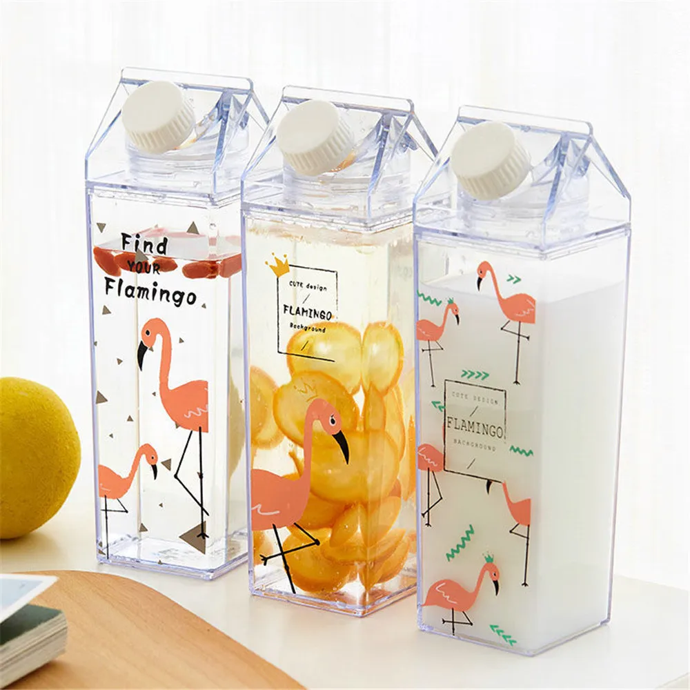 500ml Cute Bird Water Bottles Minimalist Square Plastic Milk Drink Bottle Student Coffee Fruit Juice Cup Vogue Drinkware 500ml Cute Bird Water Bottles Minimalist Square Plastic Milk Drink Bottle Student Coffee Fruit Juice Cup Vogue Drinkware