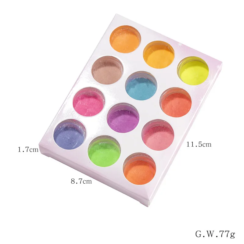 12colors 12 шт./кор. флюоресцентным порошком DIY яркий Нейл-арт светится в темноте кварцевого песка на ногтях, Светящийся лак для ногтей, на Рождество, с блестками - Цвет: 12colors